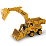 DEUSON ECOM Excavator Unbreakable Construction Vehicles for Kids Pretend Play Toy Trucks Bulldozer Play Set Building Vehicles Set for Kids 3-14 Years