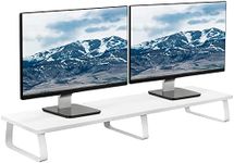 VIVO 39 inch Extra Long Monitor Stand, Wood & Steel Desktop Riser, Dual Screen, TV, Keyboard, Laptop, Ergonomic Desk and Tabletop Organizer, White, STAND-V000DL-W