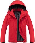 OTU Men's Lightweight Waterproof Hooded Rain Jacket Outdoor Raincoat Shell Jacket for Hiking Travel, Red, Small