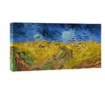 Wieco Art - Wheatfield with Crows Large Modern Framed Giclee Canvas Prints By Van Gogh Famous Oil Paintings Reproduction Landscape Pictures on Canvas Wall Art for Living Room Home Decorations