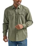 Wrangler Authentics Men's Long Sleeve Classic Woven Shirt Button, Burnt Olive, S