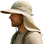 TOP-EX Mens Cooling Sun Hat for Big Heads Oversized UV Protection Cap with Neck Flap Outdoor Hiking Lawn Golf Camping Hat for Large Head Men Khaki XL/XXL