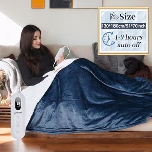 Olycism Manta Electrica Grande 180 x 130 cm Manta Termica Electrica 9 niveles de calor & Temporizador de apagado automático de hasta 9 horas & Pantalla LED Lavable para Sofá Casa Oficina Azul