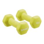 Amazon Brand - Solimo Neoprene Dumbbell 1kg, Set of 2 (Light Green)