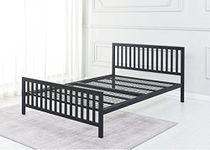 REINFORCED BEDS Holkham Metal Bed (120 x 190 cm) Small Double 4ft x 6ft3, Black, Thick 4.0mm Mesh Base, Strong Steel Structure, Easy Assembly