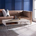 Safavieh Home Collection Raveena Mid-Century White Wash and Silver Hairpin Leg Coffee Table