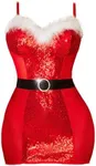 Avidlove Santa Lingerie for Women Sexy Christmas Costume Santa Claus Lingerie Sequin Dress Costume Red XX-Large