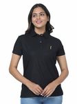 STELLERS Women's Golf Polo T-Shirt Wrinkle Free Quick Dry Lightweight Feather Touch Feel Regular Fit Black XLarge