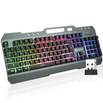 KLIM Lightning Wireless Keyboard US + Semi-Mechanical Keyboard for PC PS4 PS5 + 5-Year Warranty + Wireless Gaming Keyboard with Metal Frame and Durable Keys + Bright Rainbow Backlighting + New 2022