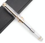 JINHAO 82 Celluloid Fountain Pen Acrylic Ink Pen with Ink Converter (Fine Nib, Gold Clip-Transparent)