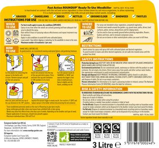 Roundup Fast Action Weedkiller, Ready to Use Manual Spray – 3 Litre