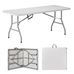 DlandHome Camping Folding Table 70inches BBQ Portable Desk Outdoor Dinner Table Utility Table