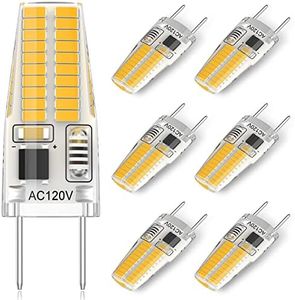 G8 LED Bulb 3W, 20W-25W Halogen Equivalent, Dimmable, T4 JCD Type Bi-Pin G8 Base, Warm White 3000K, AC 120V G8 Bulbs for Puck Light, Under Cabinet Light, Under Counter Kitchen Lighting (6 Pack)