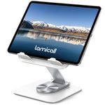 Lamicall Tablet Stand Holder for Desk - [360° Rotatable Metal Base] Adjustable iPad Stand, Foldable Desktop Tablet Stand for iPad Pro 13/12.9/11/10.5/9.7, Air mini 6 5 4, Switch, 4-13" Device - White