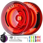 Yoyo K2 Responsive Yoyo for Kids Beginners, Dual Purpose yoyo K2 Crystal, Professional Finger Spin Yoyo for Adult with Extra Unresponsive Yoyo Bearing + Removal Tool + 12 Yoyo Strings + Case Bag (Red)