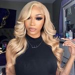 AFBeauty Platinum Blonde Wig Lace Front Wigs Long Highlight Blonde Body Wave Colorful Wig for Women Loose Wavy Glueless Lace Wig Colored Synthetic Heat Resistant Fiber Wig White Pre Plucked 24 Inches