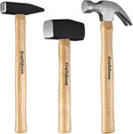 3PC Hammer Set Woodworking Tool - Claw Hammer 16oz | Sledge 3LB | Engineers' 500G DIY/Home/Office/Craft Wooden Handle