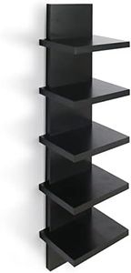 Bloddream 5 Tier Wall Shelves Black, Vertical Column Shelf Floating Storage Home Decor Organizer Design Utility Shelving Bedroom Living Room, 30.7