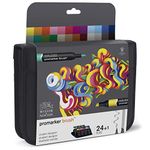 Winsor & Newton, Promarker Brush, Student Designer Wallet, Set of 24, Alcohol Based Dual Tip Markers