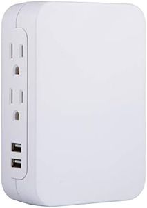 GE USB Charging Surge Protector, 5 Outlet, 2 USB Ports, Wall Charger, Fast Charge, Side Access, 2.4A, 560 Joules Protection Rating, White Finish, 38314