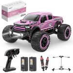 DEERC 1/10 Fast RC Cars for Adults, 4X4 High Speed RC Truck Crawler, 48+KM/H, Pink All Terrain Hobby Remote Control Monster Truck Toy, 40+ Mins Running Time