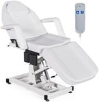 SyyBhb Electric Height Adjustable Esthetician Chair Facial Bed, 3-Section Folding Lift Tattoo Chair Bed Massage Table for Spa, Lash Extension, Microblading, Wax, Medical Treatment, White