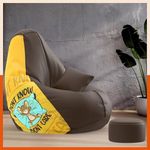 Biggie Bean Bag with Beans Filled 4XL VibeBoost Premium Bean Bag with Free Cushion and Footrest - Official : Chill & Chill Combo (Matching Color : Regular, Jerry Dont Care-Brown)