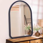 HLFMVWE Arched Framed Wall Mirror Antique Rustic Wood Frame Mirror for New Home Vanity Farmhouse Bathroom Bedroom Entryway Hallway Small Decorative Mirror 40 × 30 CM