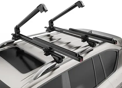 CRINDAR Ski & Snowboard Rack for Car Roof, 27.5'' Loading Width Fits 6 Pairs of Skis or 4 Snowboards, Aluminum Roof Rack with Lock & Rubber Padding