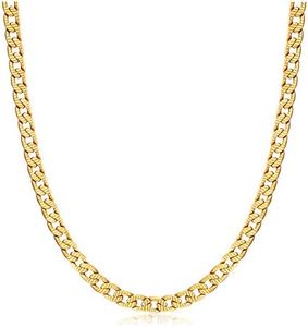 Barzel 18k Gold Plated Diamond Cut Cuban Link Chain Necklace 5MM (22, Diamond Cut CU100)