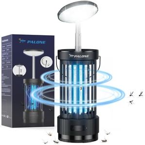 PALONE Lampe Anti Moustique Réglable en Hauteur 4000mAh USB-C UV + LED Tue Mouche Électrique avec Grille De Sécurité, Silencieuse Matériau ABS Répulsif Électrique Insect pour Cuisine,Clôture,Camping