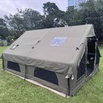 Luxury Inflatable Canvas Tent for Camping with Stove Jack, Large Air Cabin