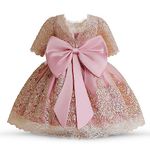 NNJXD Baby Girl Tutu Dress Infant Christening Flower Wedding Birthday Party Pageant Gown 2030 Pink Size (80) 6-12 Months