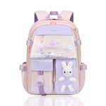 Xfopz 32 Litres Cute Bunny Backpack For Girls Lightweight And Waterproof School Bag With Multiple Pockets Kawaii Elementary Students Book Bag For Teen Girls (Pink)