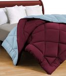 VAS COLLECTIONS Microfibre All-Weather Solid Comforter/Duvet - Reversible with Siliconised Filling - for Home/Hotel/Hospital Use - Double - 240x220 cm, 200 GSM | Red&Grey