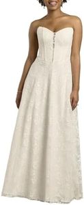 David's Bridal Strapless Lace A-Line Corset Wedding Dress, Women's Size 0, Ivory