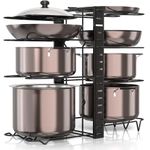 UmI. 3 Diy Methods Iron Metal Portable Pot Countertop Pan Rack Organizer 8 Pots Holder, 4-Tiers Each Side, Tiered Shelf, Cabinet Pantry Pot Pan Lid Holder (Black)