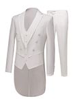 Botong Ivory Long Jacket Tailcoat Wedding Suit 3 Pieces Groom Tuxedos Ivory 38 Chest / 32 Waist