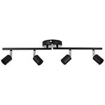 Meigour 4 Light Head Adjustable LED Track Lighting Kit, Modern Linear Pendant Directional Ceiling Spotlight Fixture for Home Farmhouse Kitchen, 360 Rotatable, GU10 Bulbs Not Included, Matte Black