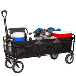 MacSports 52" Extra Long Extender Wagon Cart Heavy Duty Collapsible Wagon Cart with All-Terrain Wheels - Portable Lightweight Folding Cart for Sports Events, Vacations, and More