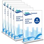 Cranviech 6 Pack 8.5 x 11 Acrylic Sign Holder, Double-Sided Vertical Display Stand Plastic Paper Holder Table Menu Display Stand T-Shaped Desktop Display Stand for Restaurants, Office, Store