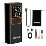 UN1QUE PT600 Cordless Tyre inflator for Car and Bike,150 PSI,6000 mAh Car Air Pump with LED Flash Light,Digital Display,Auto Shutoff Air Inflator for Cars,Bikes,Motorcycles,Balls