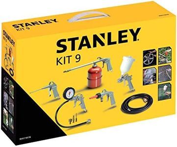 Stanley Kit d'accessoires multi-air comprimé 9 avec gonfleur de pneus, pistolet de soufflage, pistolet pulvérisateur, pistolet pulvérisateur, pistolet de lavage et tuyau à air comprimé pour