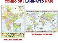 India & World Map Combo | LAMINATED | Size : 70 X 100 cm | India Map | World Map