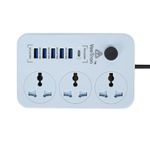 VeeTron Extension Board, Power Strip with 20W Fast PD/Type C, 2500W 10A Extension Cord with 3 Universal Socket, 38W USB Fast Charging Ports, 3-Pin Surge Protection 250 Volts (White)