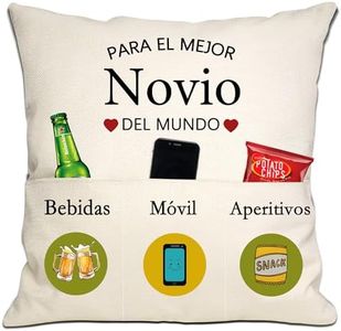 Regalo de Novio Mejor Novio del Mundo Fundas de Cojín 18x18 Pulgadas con 3 Bolsillos para Novio Regalo de Cumpleaños Día de San Valentín (Novio)