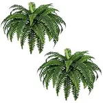 KEGYYLE Fake Ferns - Set of 2 Artificial Fern,35 Leaves for Each Bouquet - Indoor/Outdoor Faux Boston Fake Fern Bush Plant for Home, Office, Garden Decoration.33Inch…