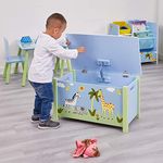 Liberty House Toys Wooden Safari Big Toybox with Lid, MDF, Blue, 49.5cm H x 68cm W x 39cm D