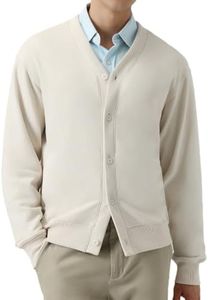 Mega Tshop Button Up Cardigan Midweight French Terry 10.6 oz. Cotton Blend Fall Casual Sweatshirt for Men Women Unisex Ivory S