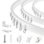Ceiling Curtain Track Flexible Bendable Curtain Track Ceiling Wall Mount Curved Ceiling Curtain Track 10 Ft Ceiling Track for Curtains Rail Track Set System for RV Room Divider White